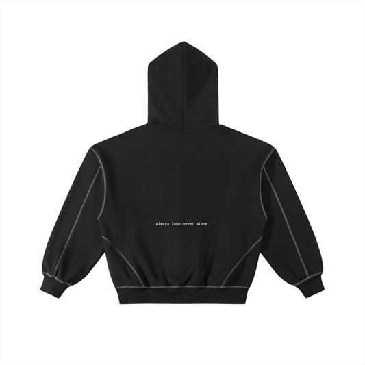ALNA Contrast-Stitched Boxy Fleece Hoodie (Unisex)