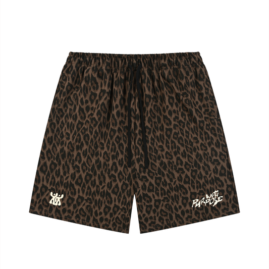 Heavyweight Leopard Drawstring Shorts (Unisex)