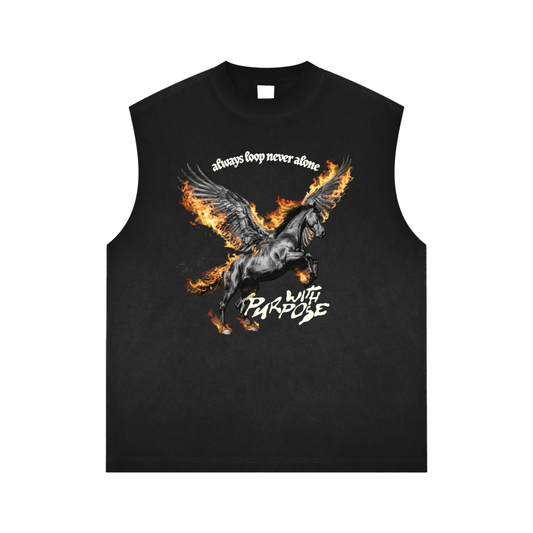 Pegasus Vintage Run Free Washed Tank in Washed Dark Grey (Mens)