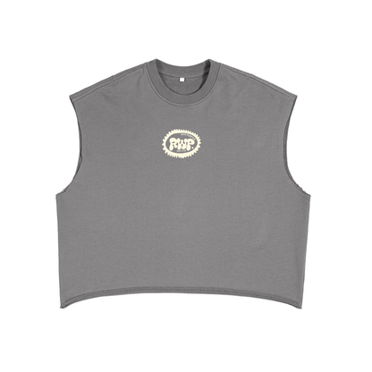 Gym Towelling Box Cropped Cotton Sweat Vest