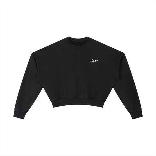 Apollo Vintage Washed Cropped Sweatshirt in Black (Womens)