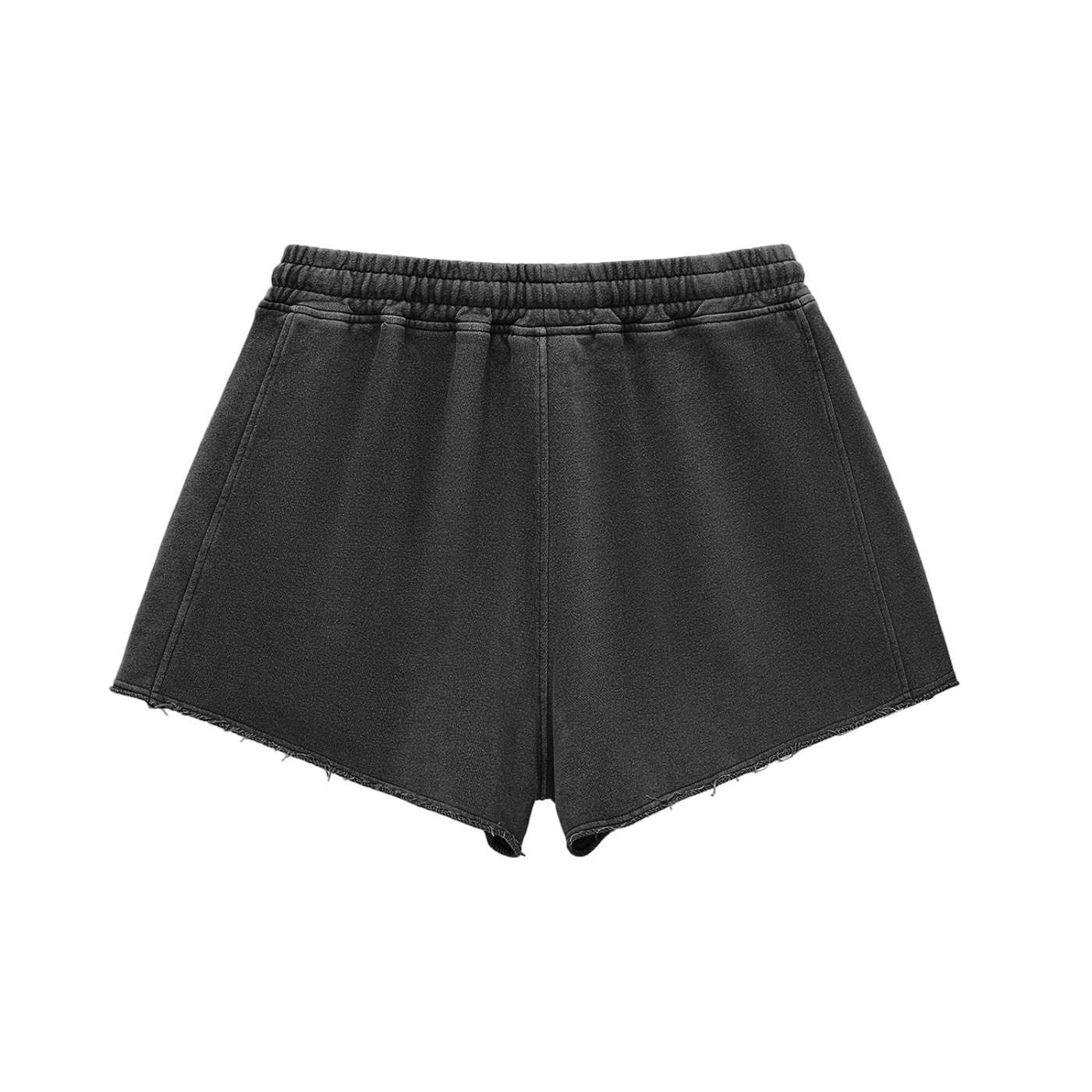 Raw Washed Edge Drawstring Shorts in Dark Grey (Womens)