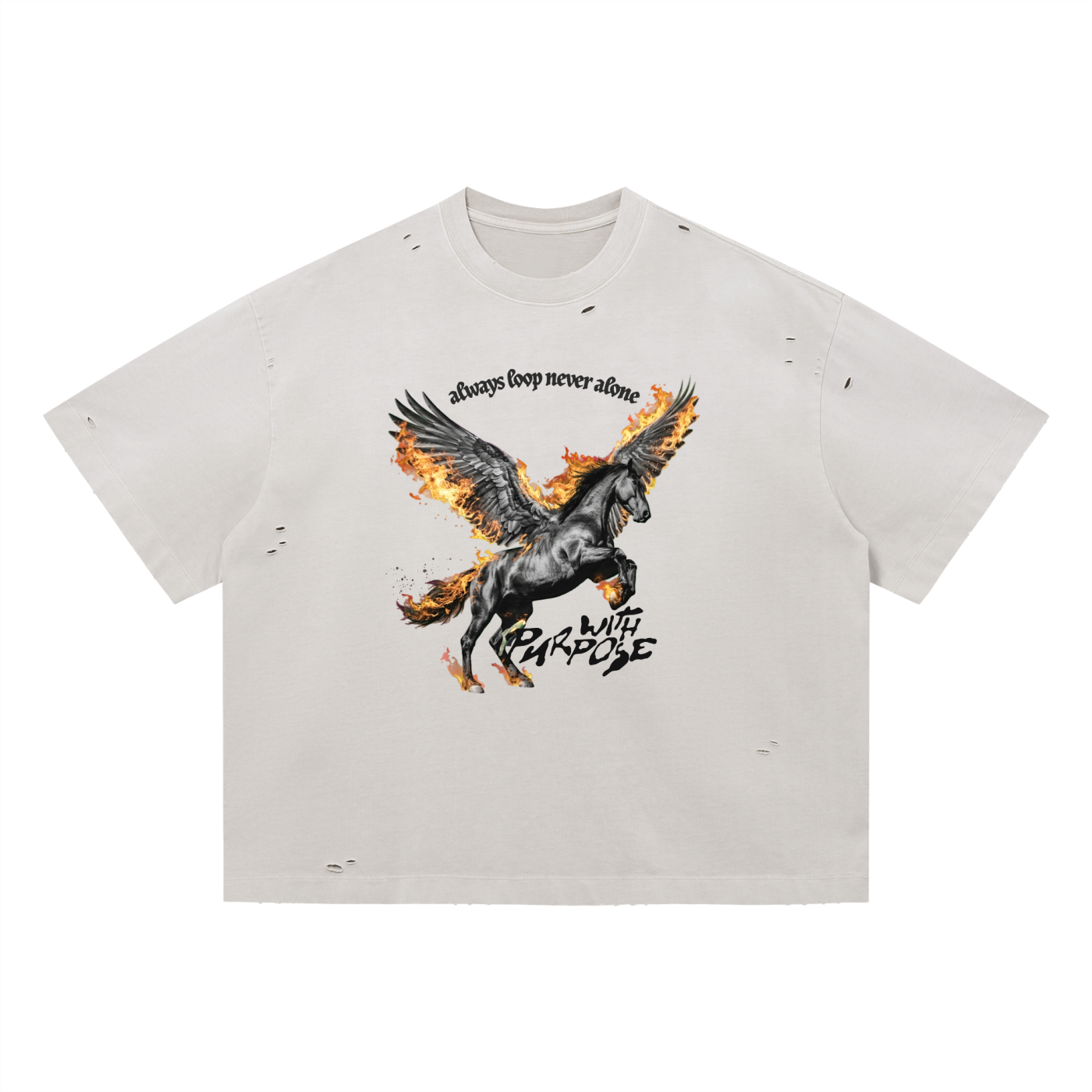 Pegasus Run Free Distress Tee in Cement (Unisex)