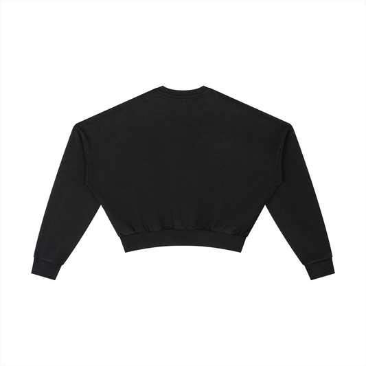 Apollo Vintage Washed Cropped Sweatshirt in Black (Womens)