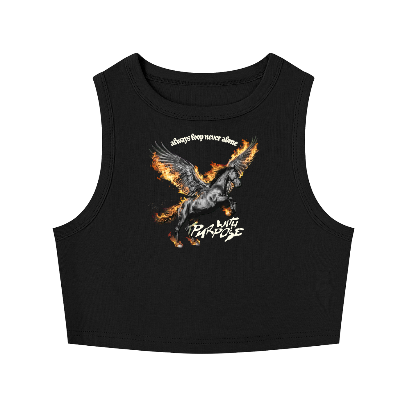 Pegasus Fly Crop Tank Top in Onyx (Womens)
