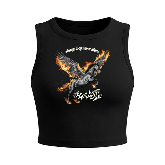 Pegasus Fly Crop Tank Top in Onyx (Womens)