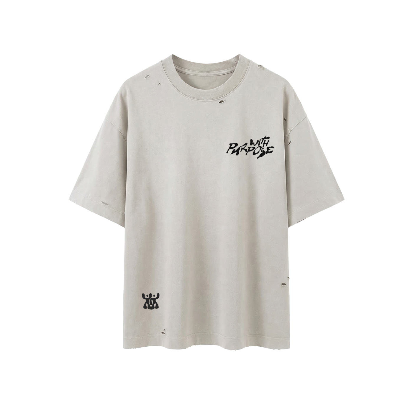 Distressed Vintage Washed Boxy Oversized T-Shirt in Sand (Unisex)