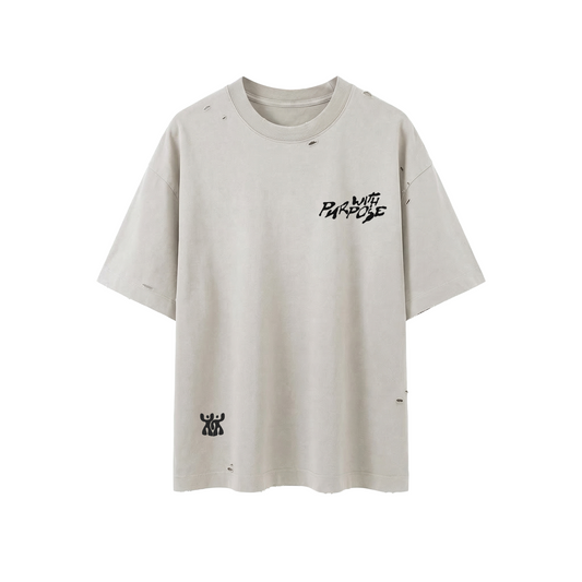 Distressed Vintage Washed Boxy Oversized T-Shirt in Sand (Unisex)