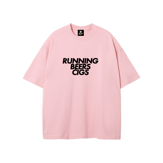 Running Beers Cigs Tee in Pink (Unisex)