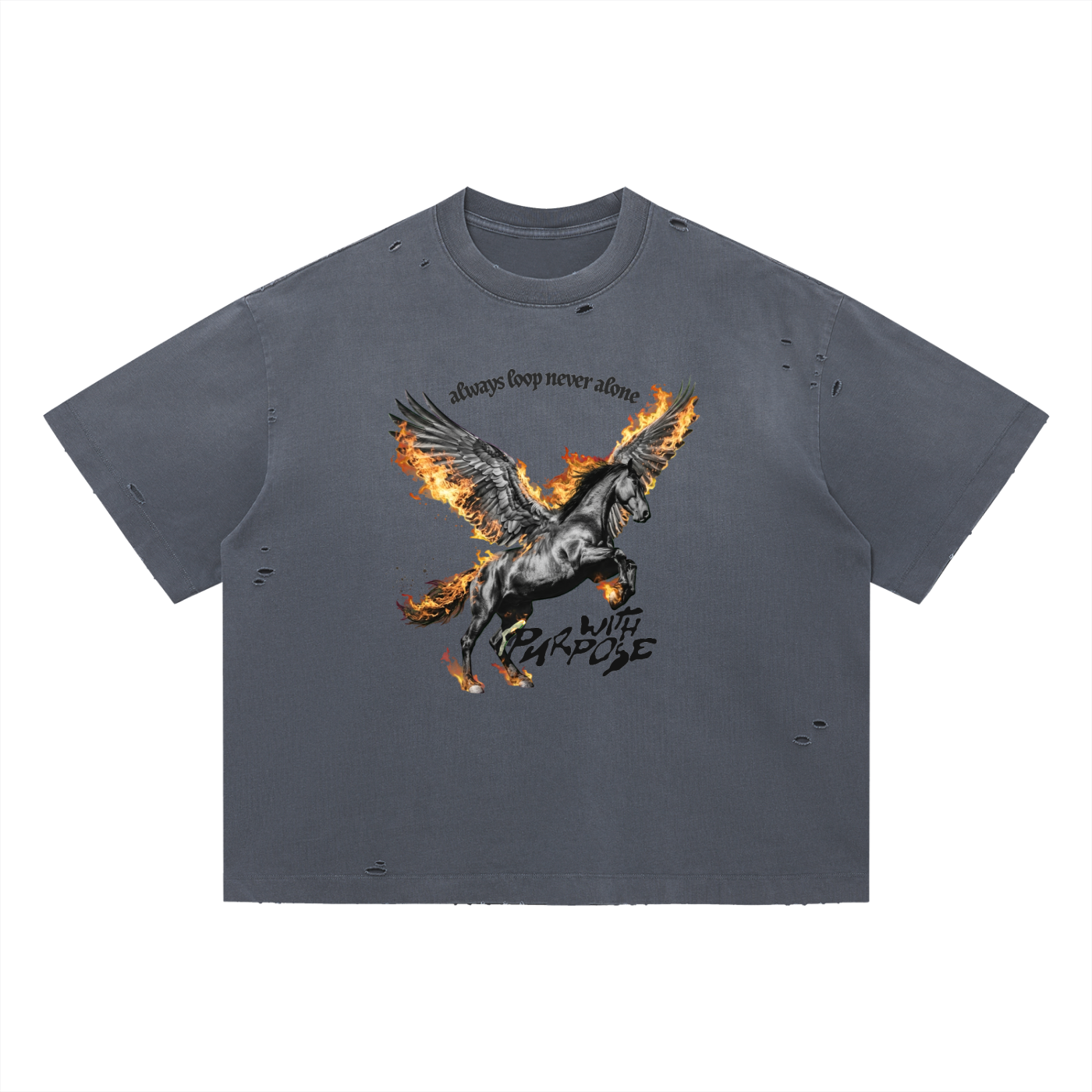 Pegasus Run Free Distress Tee in Marble Grey (Unisex)