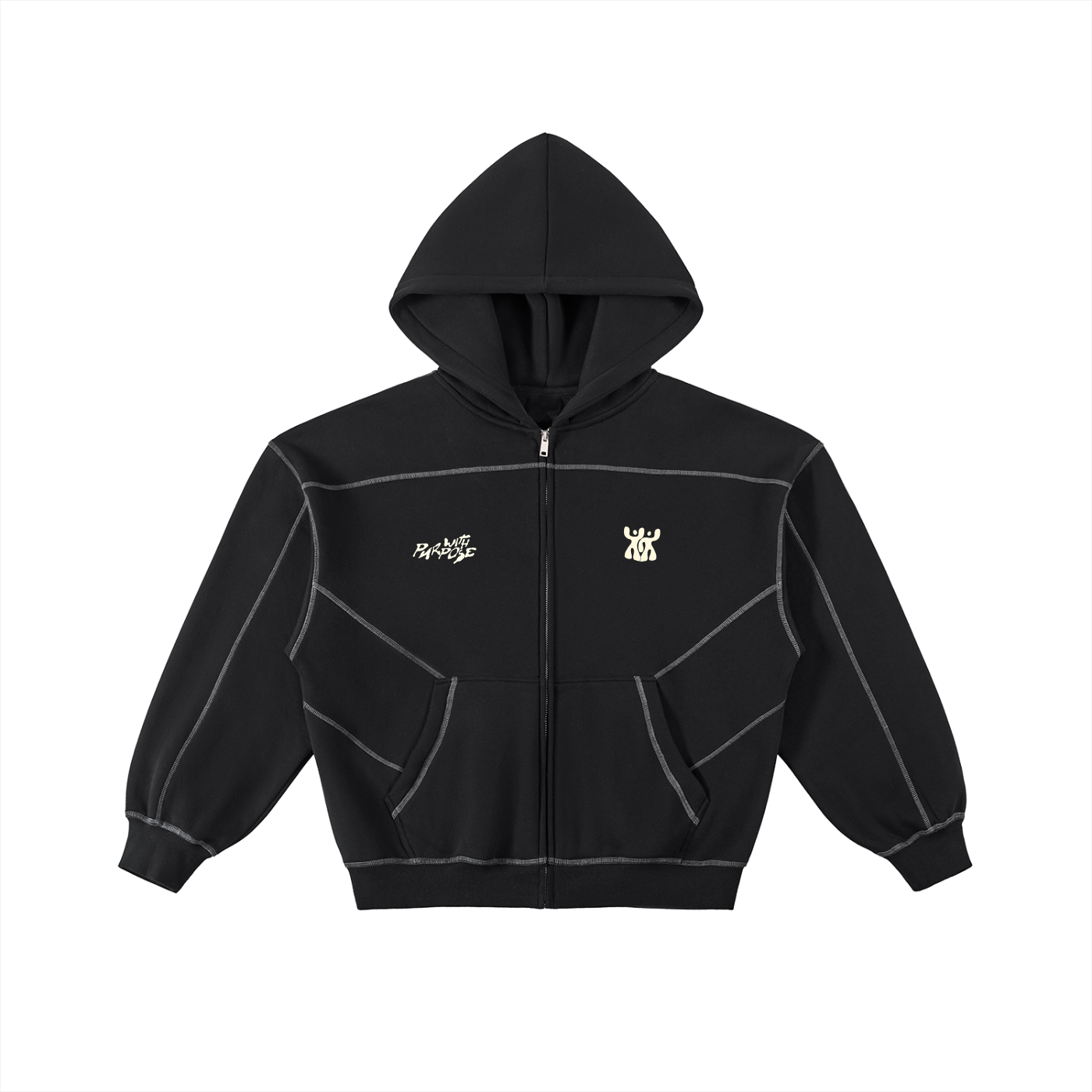 ALNA Contrast-Stitched Boxy Fleece Hoodie (Unisex)