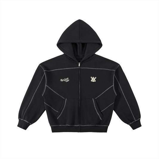 ALNA Contrast-Stitched Boxy Fleece Hoodie (Unisex)