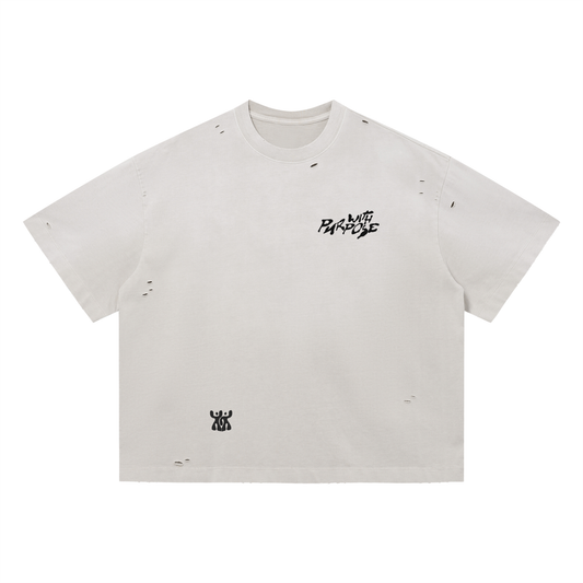 Distressed Vintage Washed Boxy Oversized T-Shirt in Sand (Unisex)