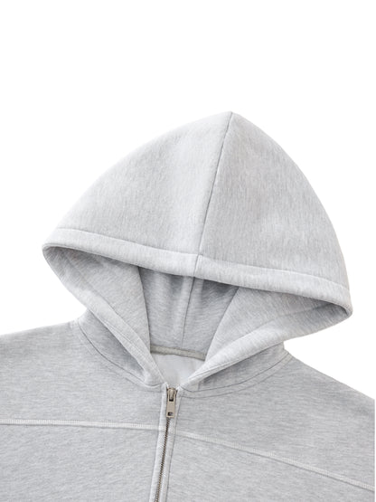 Contrast-Stitched Boxy Fleece Hoodie