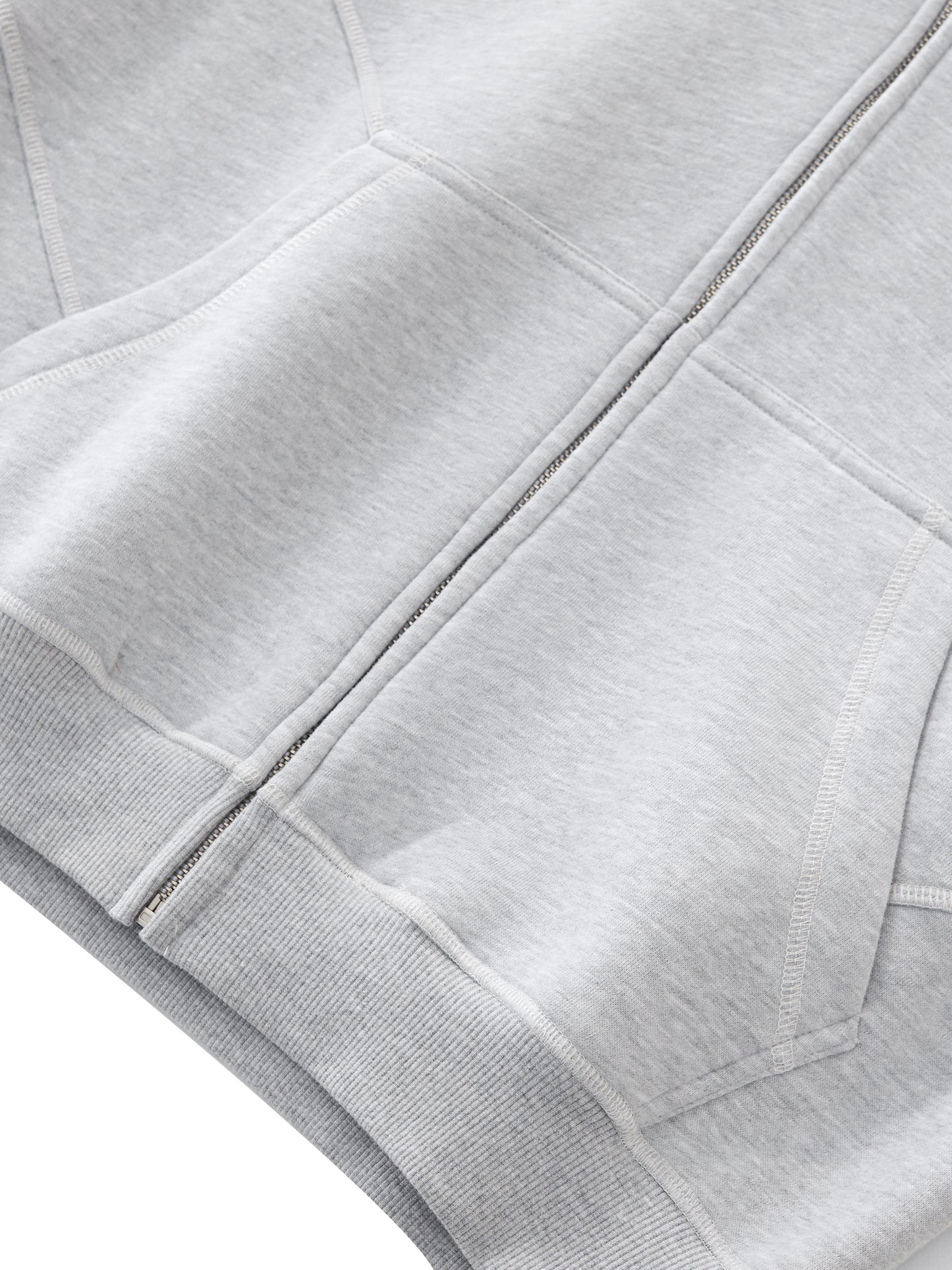 Contrast-Stitched Boxy Fleece Hoodie