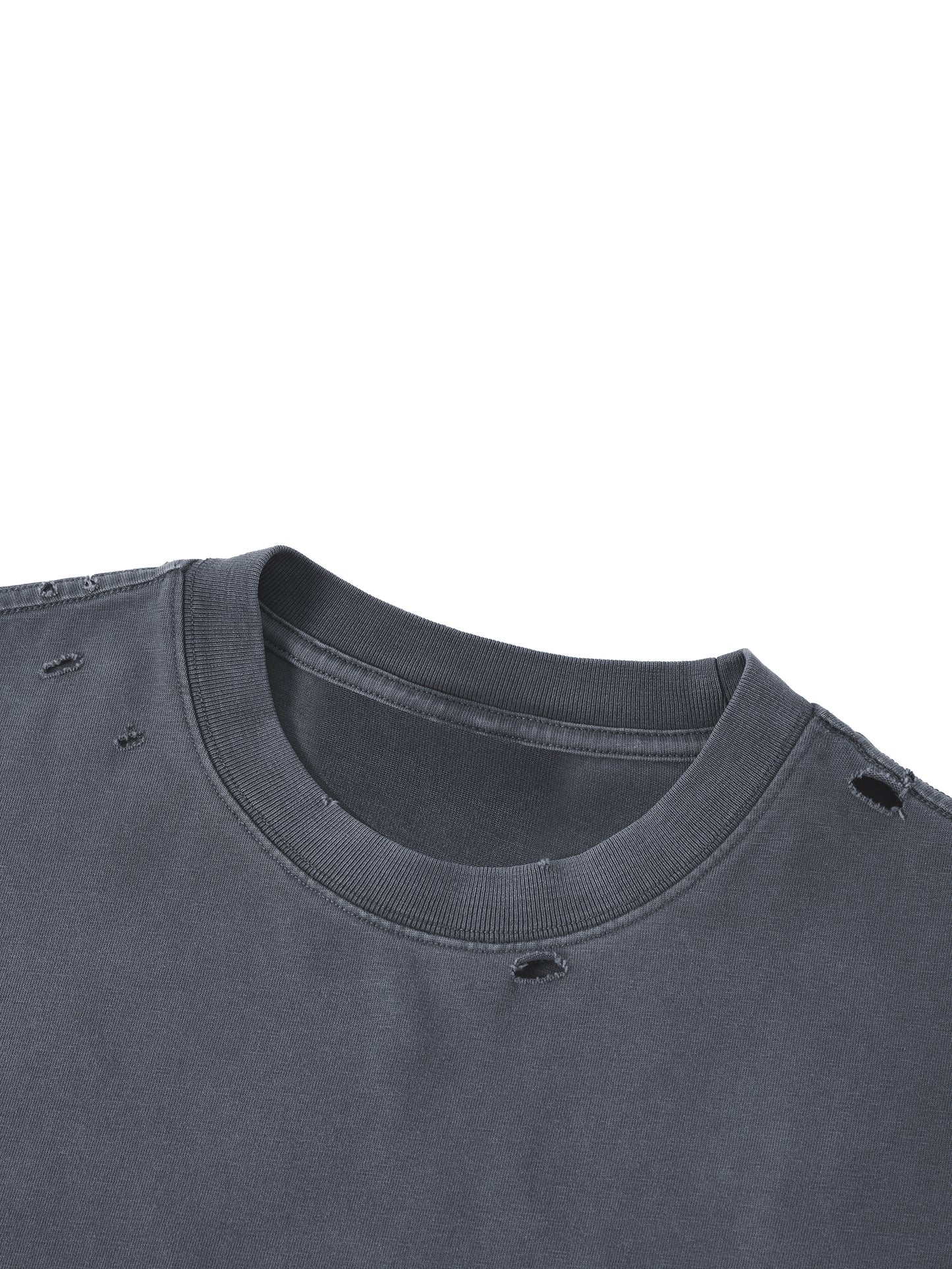 Distressed Vintage Washed Boxy Oversized T-Shirt in Dark Grey (Unisex)